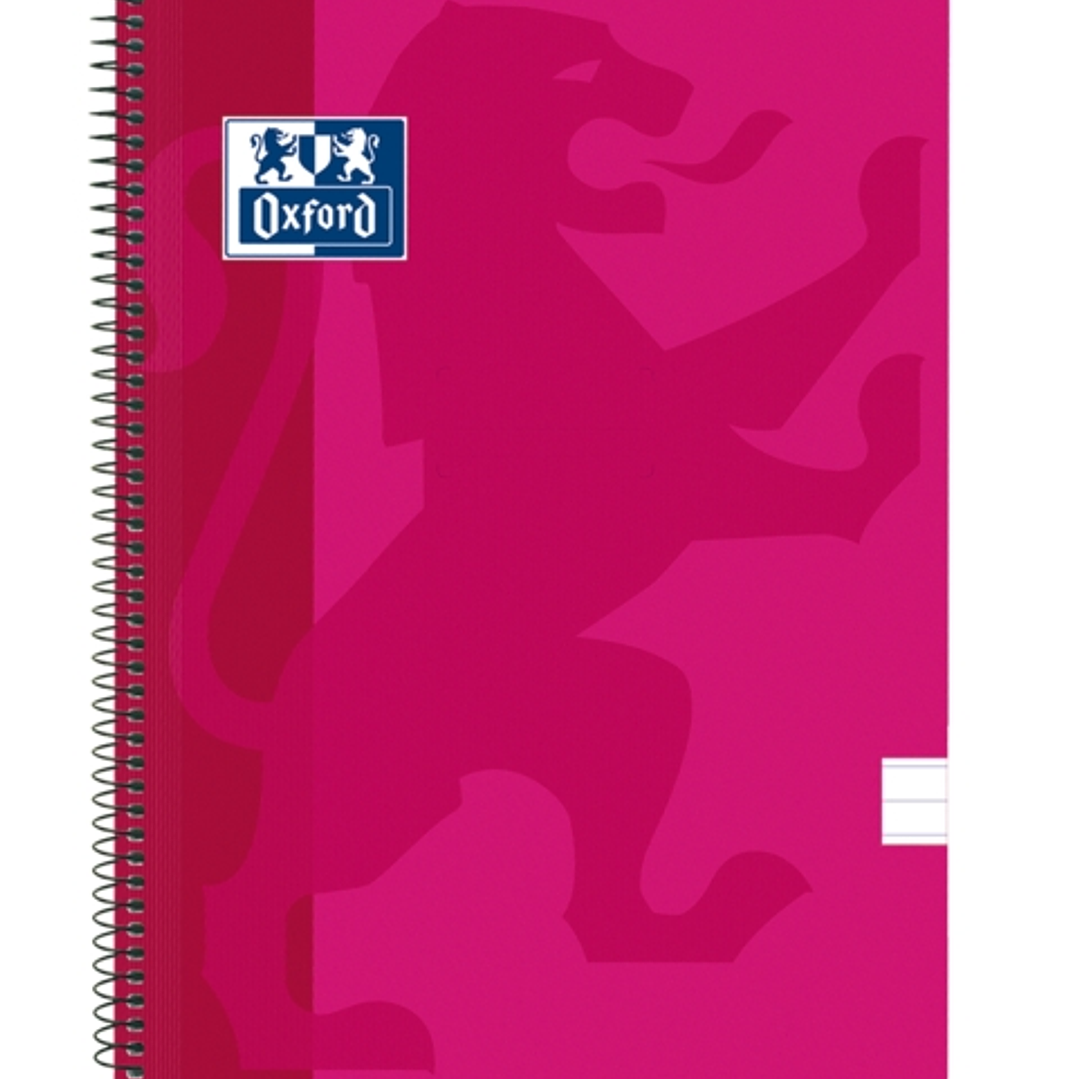 Oxford School Classic Cuaderno Espiral Tapa de Plastico Folio - 1 Linea con Margen - 80 Hojas - Color Fucsia 1