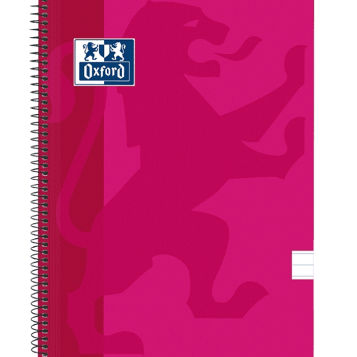 Oxford School Classic Cuaderno Espiral Tapa de Plastico Folio - 1 Linea con Margen - 80 Hojas - Color Fucsia 1
