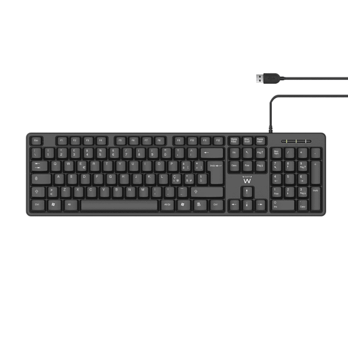 Ewent Teclado con Cable USB - Perfil Delgado - Disposicion Portuguesa QWERTY PT - Plastico ABS - Cable de 1.35m - Color Negro 1