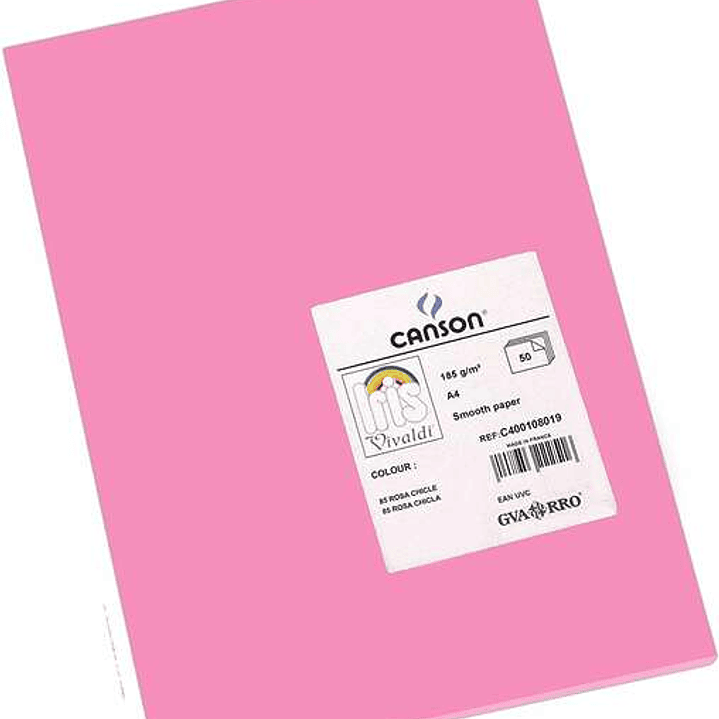 Canson Guarro Pack de 50 Cartulinas Iris A4 de 185g - 21x29.7cm - Color Rosa Chicle 1