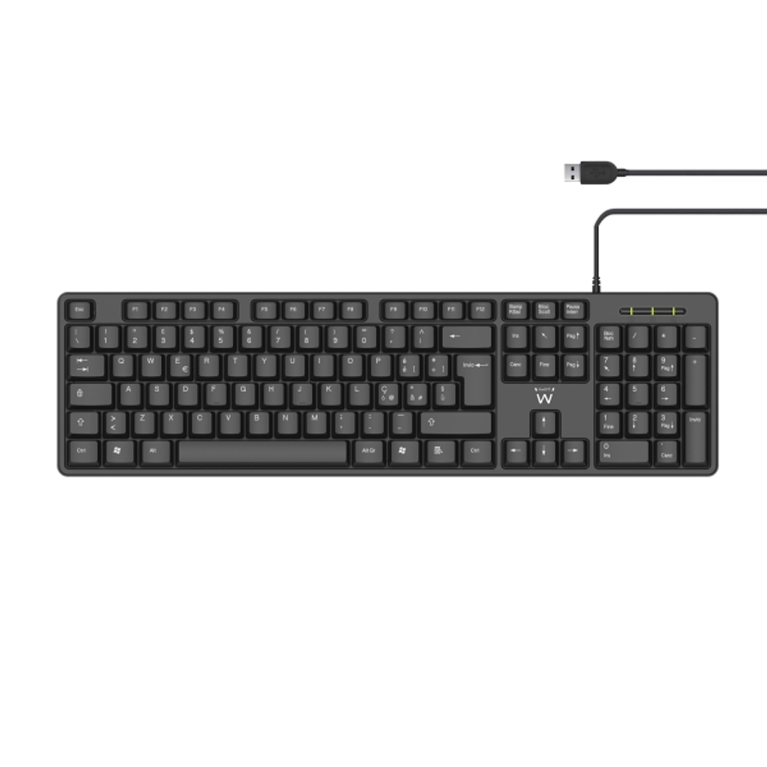 Ewent Teclado con Cable USB - Perfil Delgado - Disposicion Italiana QWERTY IT - Plastico ABS - Cable de 1.35m - Color Negro 1
