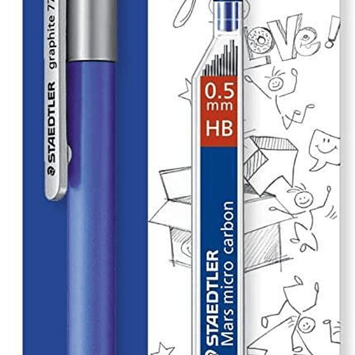 Staedtler Graphite 777 1 Portaminas 0.5mm + 1 Tubo de Minas HB - Cuerpo Engomado - Guia de Mina Antirrotura - Colores Surtidos 1