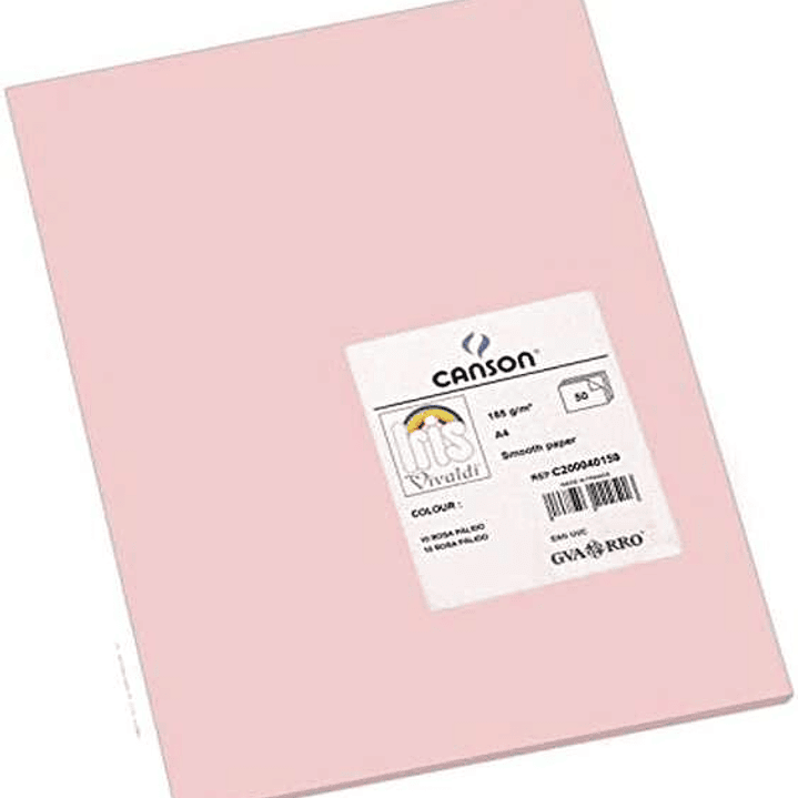 Canson Guarro Pack de 50 Cartulinas Iris A4 de 185g - 21x29.7cm - Color Rosa 1