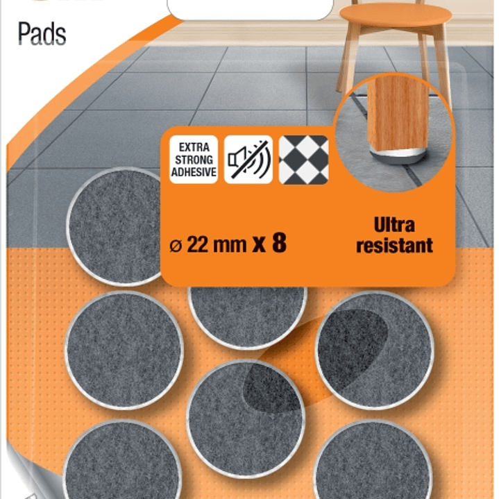 3M Pack de 8 Fieltros Adhesivos - 22mm de Diametro - Ultra Resistentes - Color Blanco y Gris 1