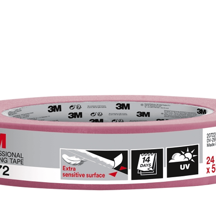 3M Cinta de Enmascarar para Superficies Delicadas - 24mm x 50m - Color Rosa 1