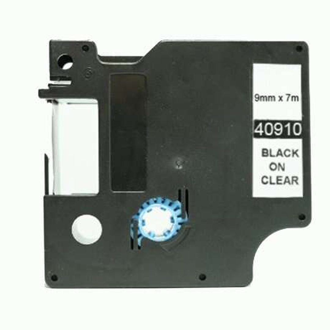 Dymo D1 40910 Cinta de Etiquetas Generica para Rotuladora - Texto negro sobre fondo transparente - Ancho 9mm x 7 metros - Reemplaza S0720670 1