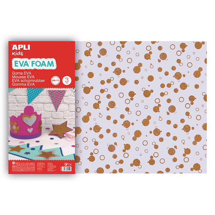 Apli Goma Eva Impresa Purpurina Circulos 600x400 - 3 Hojas Brillantes y Resistentes 1