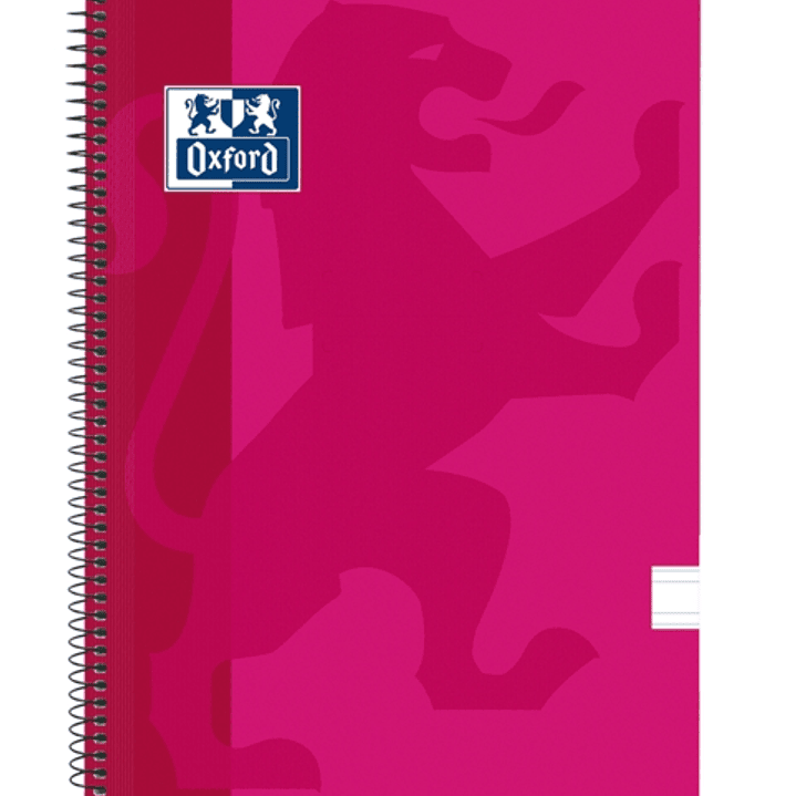 Oxford School Classic Cuaderno Espiral Tapa de Plastico Folio - Pauta 3.5 con Margen - 80 Hojas - Color Fucsia 1