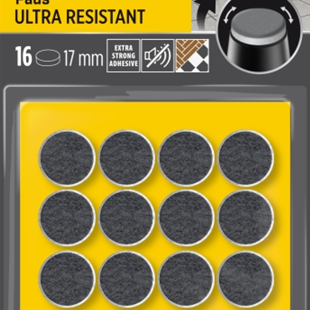 Scotch Pack de 16 Almohadillas de Fieltro Adhesivas - Ultra Resistentes - Diametro de 17mm - Color Blanco/Gris 1