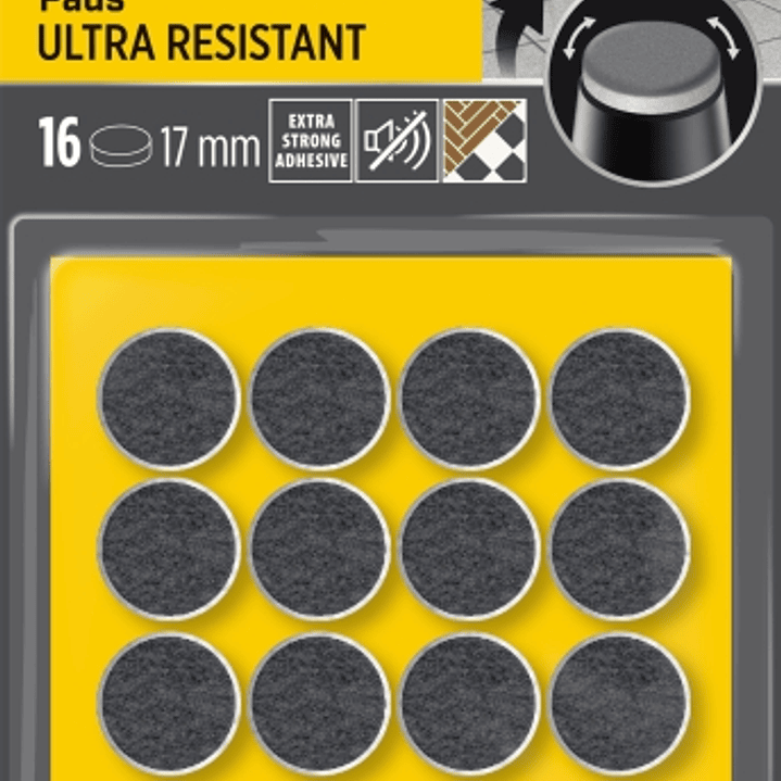 Scotch Pack de 16 Almohadillas de Fieltro Adhesivas - Ultra Resistentes - Diametro de 17mm - Color Blanco/Gris 1