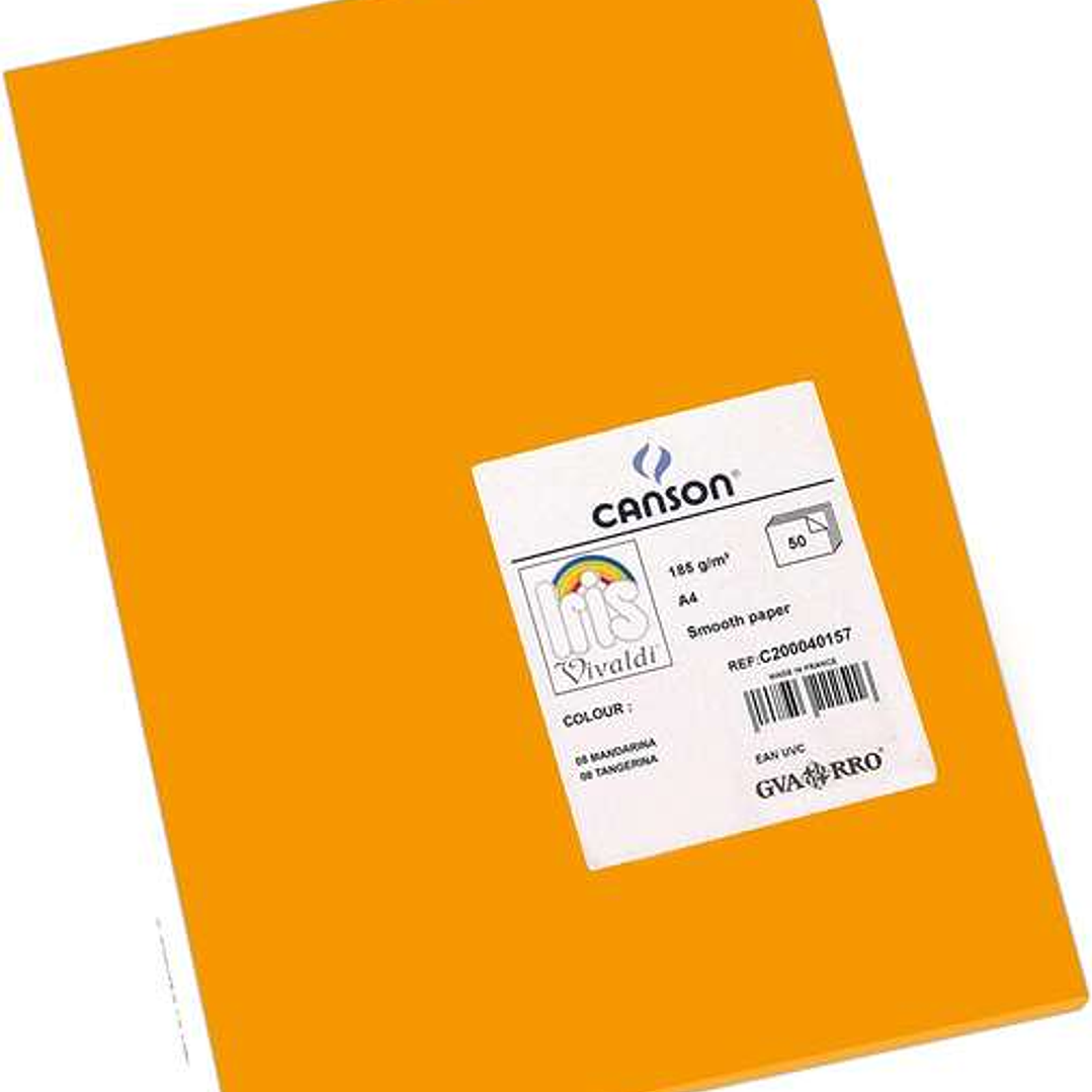 Canson Guarro Pack de 50 Cartulinas Iris A4 de 185g - 21x29.7cm - Color Mandarina 1
