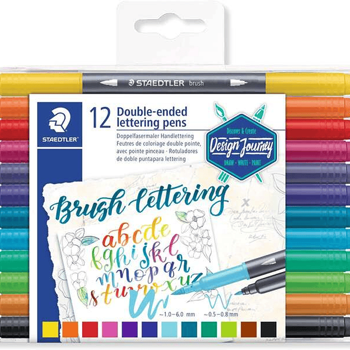 Staedtler 3004 Pack de 12 Rotuladores de Doble Punta para Lettering - Colores Surtidos 1