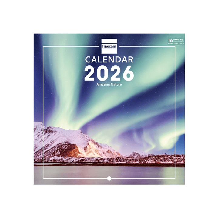 Finocam Calendario de Pared Internacional - Anual 2026 - Imagenes Variadas - 191x5x185mm - Tematica de Naturaleza 1