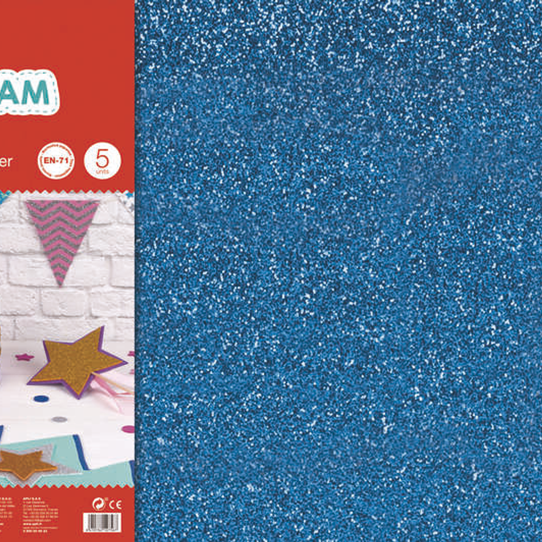 Apli Goma Eva Purpurina Azul 600x400mm - 3 Hojas Brillantes y Flexibles 1