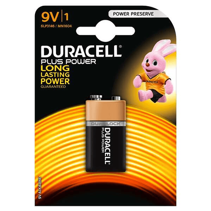 Duracell MN1604B1 Pila Alcalina 9V 6LP3146 Plus Power (1 unidad) 1
