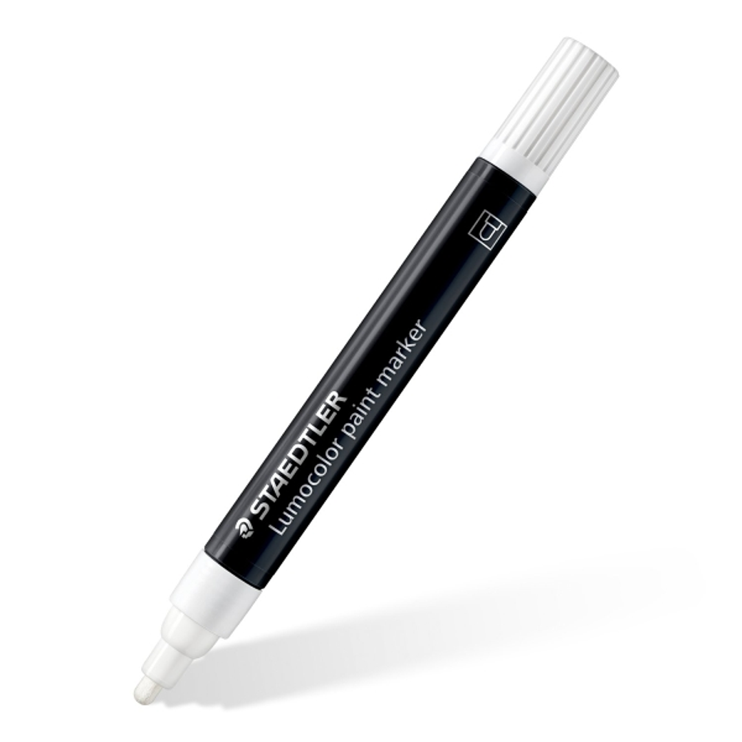 Staedtler Lumocolor 349 Marcador Acrilico Permanente - Trazo 2.4 mm aprox. - Tinta Base de Agua - Color Blanco 1