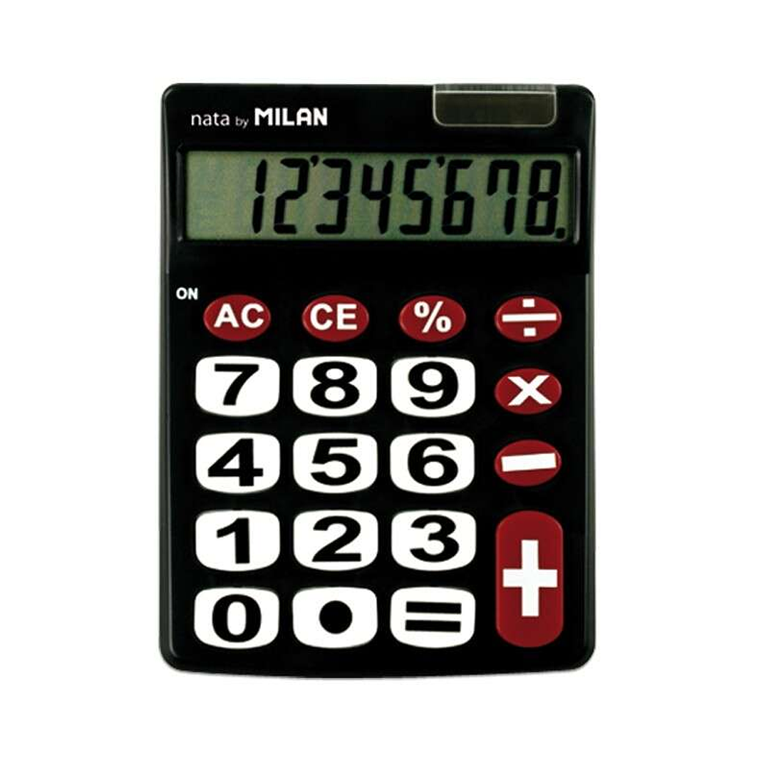 Milan Nata Calculadora de Sobremesa 8 Digitos - Teclas Grandes - Tecla Rectificacion Entrada de Datos - Color Negro 1