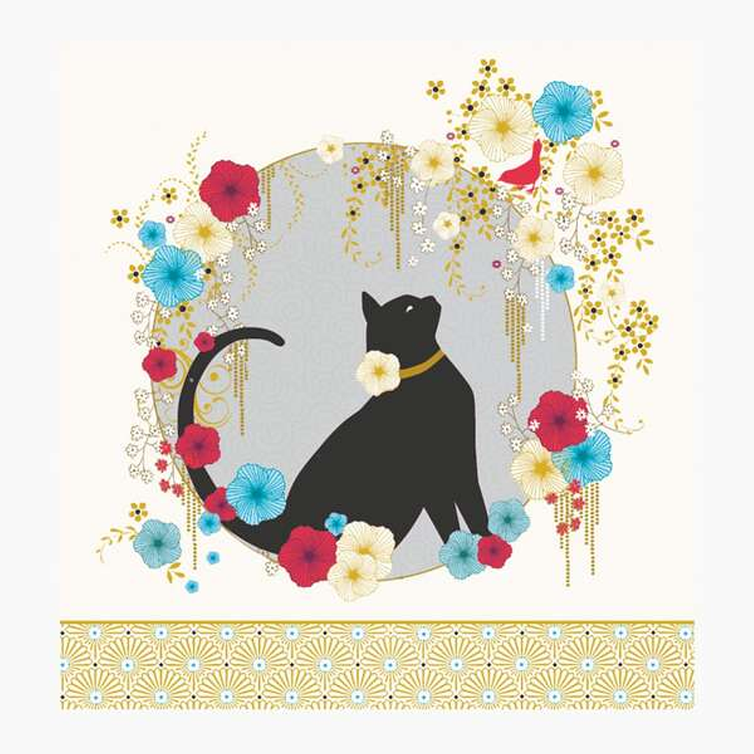 Pictura Tarjeta Arabesque - 16x16cm - Tematica Gato Negro - Tarjeta Triptica sin Envoltorio - Incluido Sobre Blanco - Papel con Certificacion FSC 1