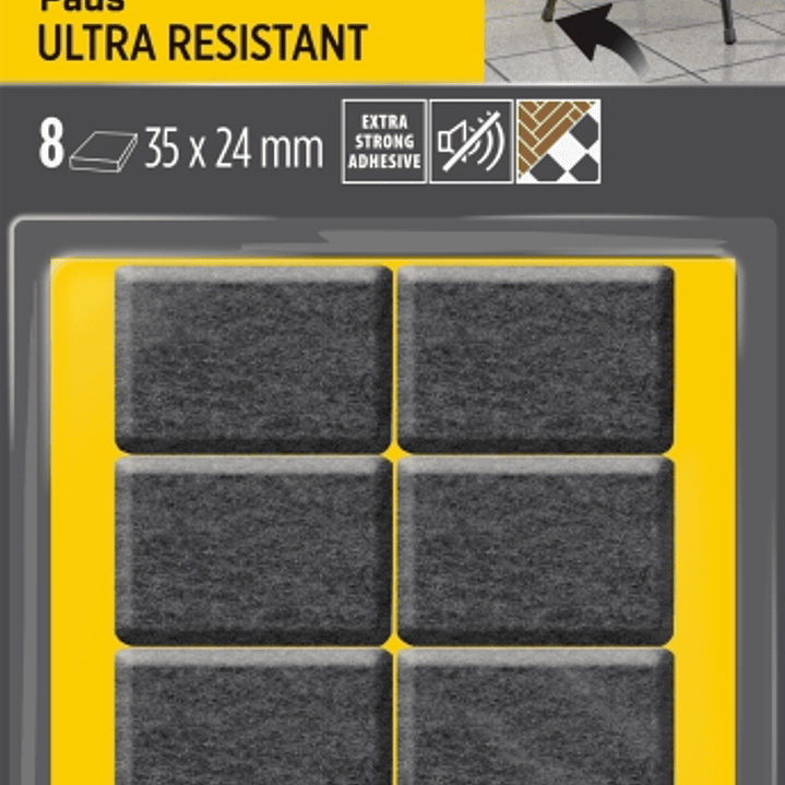 Scotch Pack de 8 Almohadillas de Fieltro Adhesivas - Ultra Resistentes - 35x24mm - Paquete de 8 - Color Blanco/Gris 1