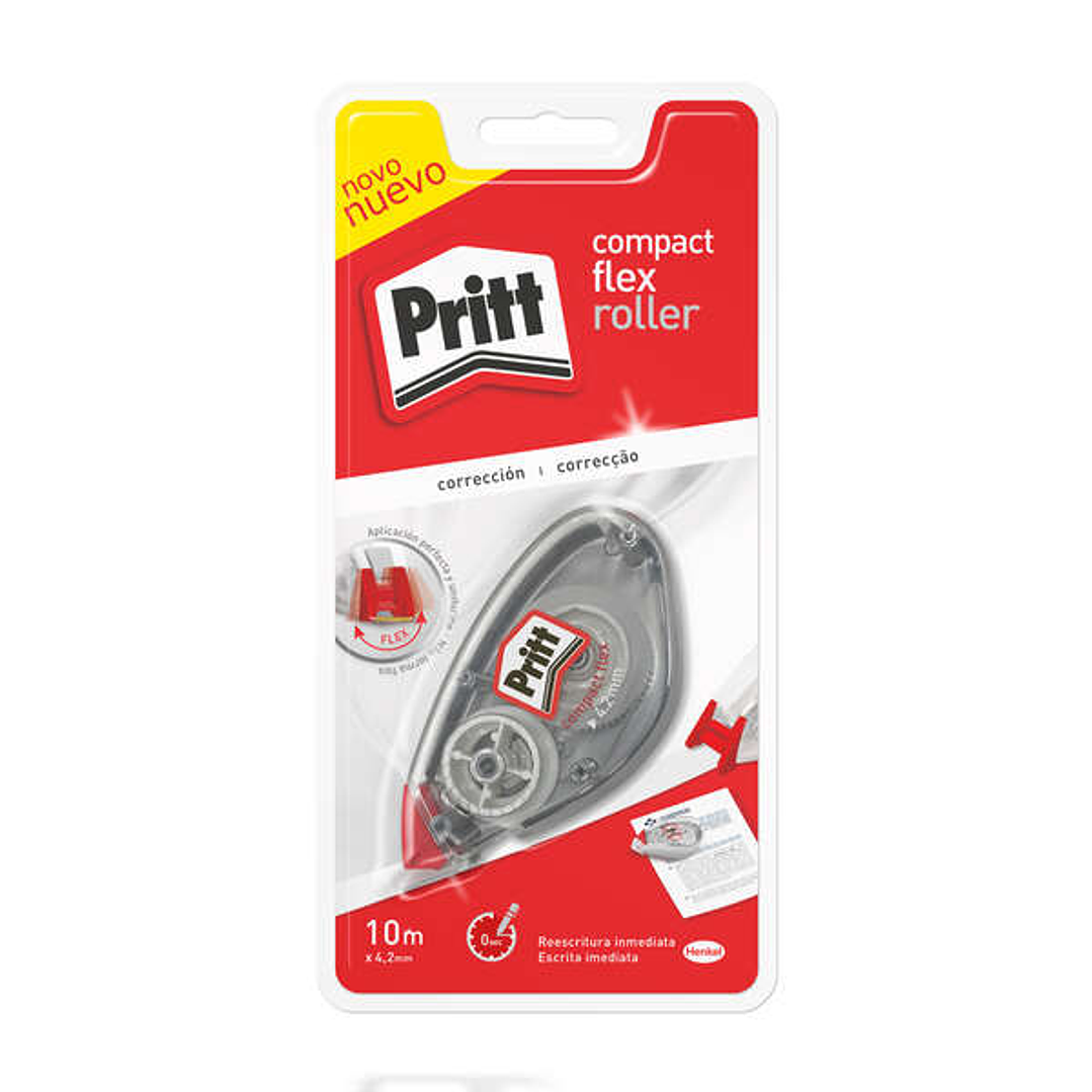 Pritt Roller Compact Flex Cinta Correctora 4,2mmx10m - Punta Flexible - Correcion Suave y Limpia - Correccion en dos Sentidos 1