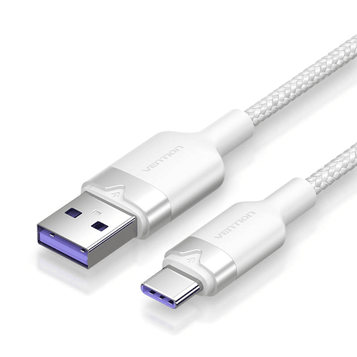 Vention Cable USB-C 2.0 a USB-A 6A 100W - 2m - Trenzado - Color Blanco 1