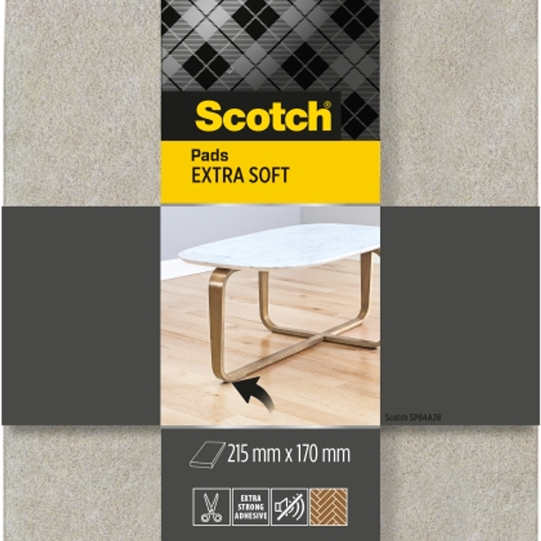 Scotch Almohadilla de Fieltro Adhesiva - Extra Suaves - 215  x 170mm - Color Gris 1