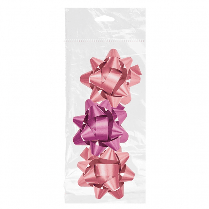Dohe Chic Pack de 3 Lazos para Regalo - Forma de Estrella - Tamaño 8cm - Color Rosa 1
