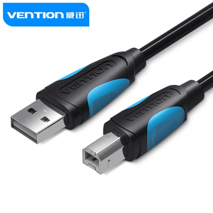 Vention Cable USB 2.0 Impresoras - Transmision 480 Mbps - Recubrimiento Aluminio y Trenza Metalica - Carcasa PVC - AWG 24+28 - Color Negro 1