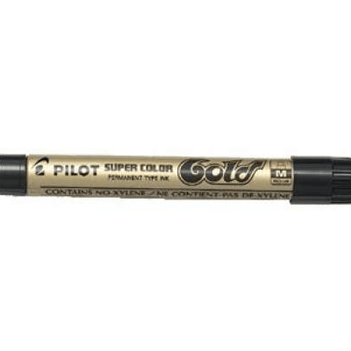 Pilot Super Color Rotulador Permanente - Punta de 4,5mm de Poliacetal - Tinta muy Densa y Opaca - Cuerpo Metalico - Color Oro 1