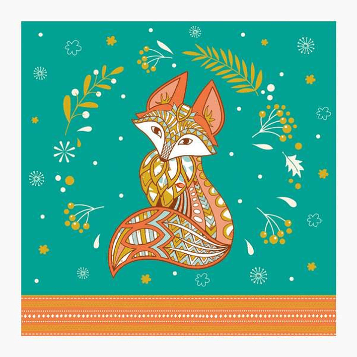 Pictura Tarjeta Arabesque - 16x16cm - Tematica Zorro - Tarjeta Triptica sin Envoltorio - Incluye Sobre Blanco - Papel con Certificacion FSC 1