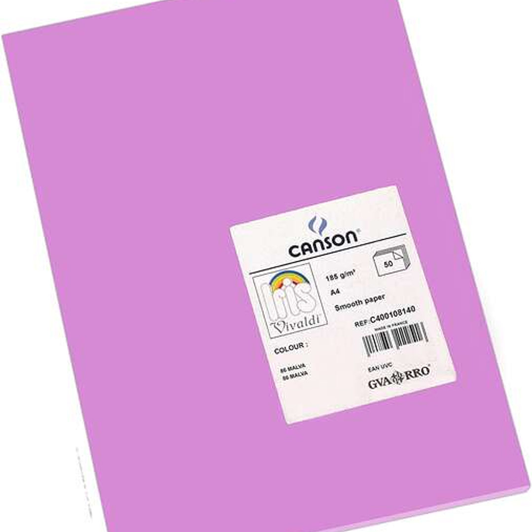 Canson Guarro Pack de 50 Cartulinas Iris A4 de 185g - 21x29.7cm - Color Malva 1