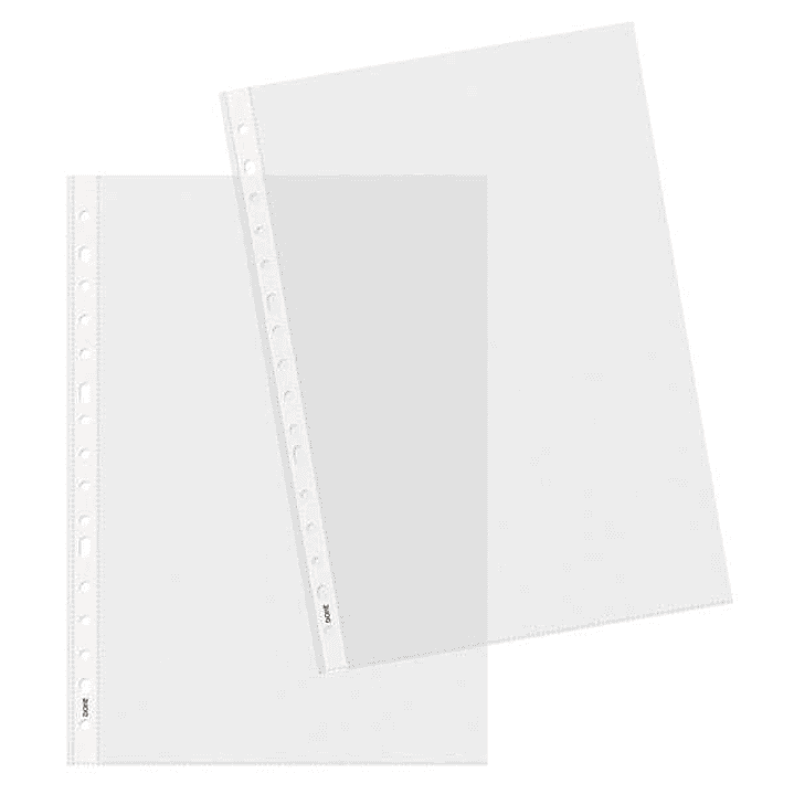 Dohe Basic Plus Pack de 100 Fundas Multitaladro Tamaño Folio 16 Taladros - Polipropileno Rugoso - Calidad Basica Plus 1