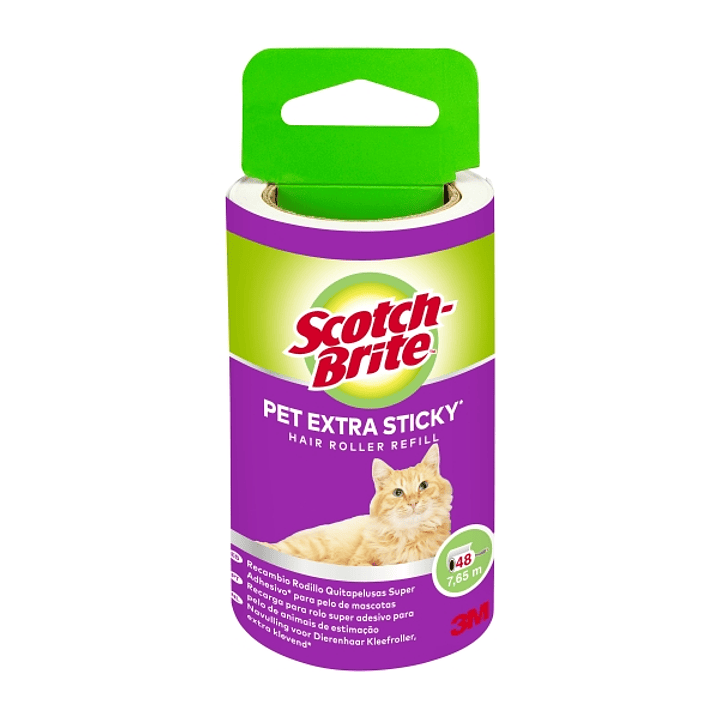 Scotch-Brite Pet Extra Sticky Recambio para Rodillo Quitapelusas Adhesivo - 48 Hojas - Color Blanco 1