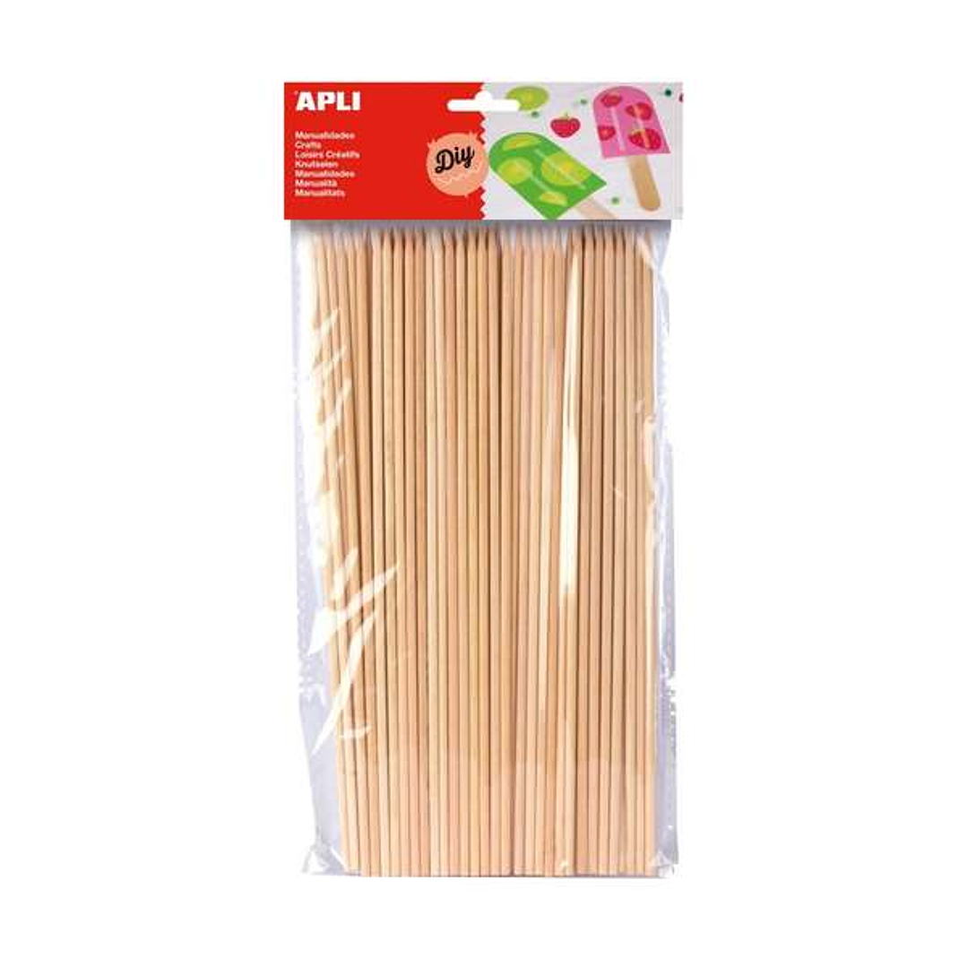 Apli Pack de 50 Palos de Madera Natural 200 x 3 mm - Color Madera 1