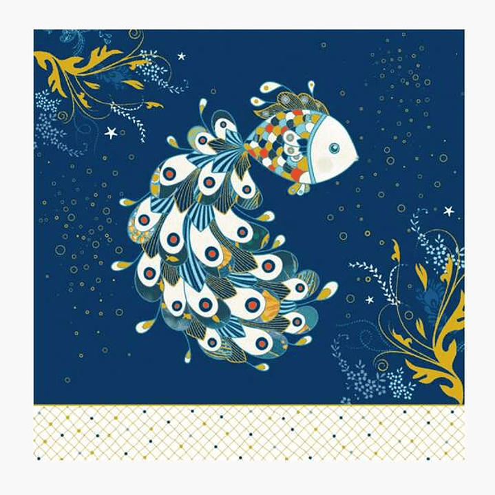 Pictura Tarjeta Arabesque - 16x16cm - Tematica Peces - Tarjeta Triptica sin Envoltorio - Incluido Sobre Blanco - Papel con Certificacion FSC 1