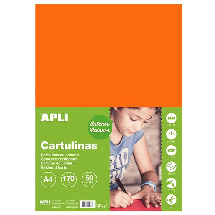 Apli Cartulina Naranja A4 170g 50 Hojas 1