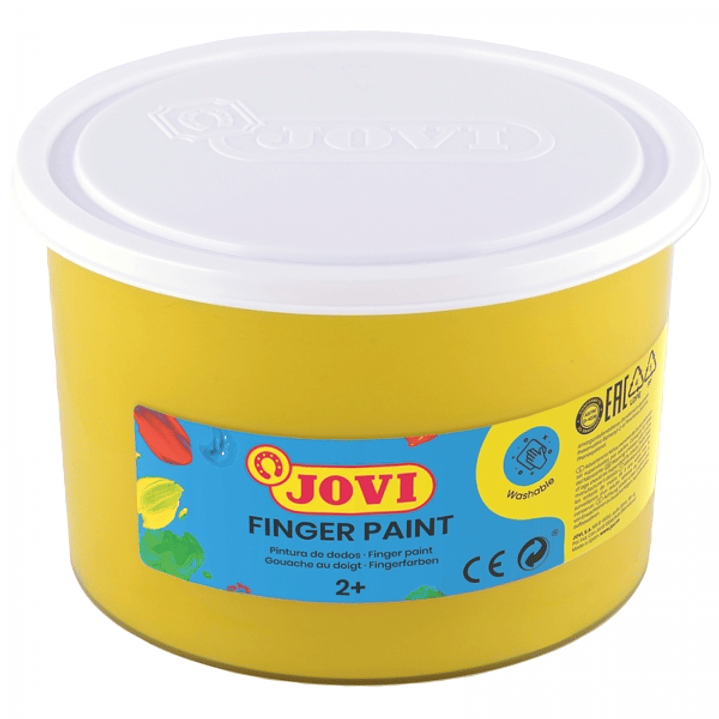 Jovi Finger Paint Bote de 500ml Pintura de Dedos - Ingredientes Naturales - Colores Mezclables - Textura Gelatinosa - Lavable - Color Amarillo 1