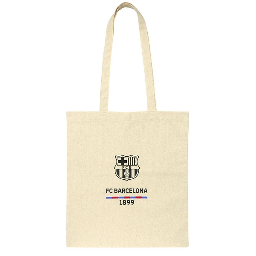 Safta F.C.Barcelona Tote Bag Bolsa de Tela - 38x42cm - Color Blanco 1