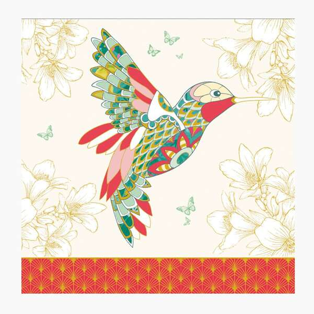 Pictura Tarjeta Arabesque - 16x16cm - Tematica Colibri - Tarjeta Triptica sin Envoltorio - Incluido Sobre Blanco - Papel con Certificacion FSC 1