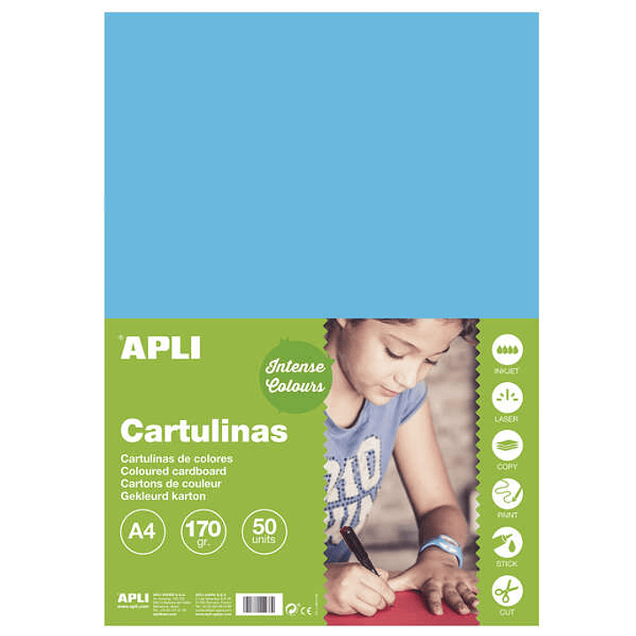 Apli Cartulina Azul Cielo A4 170g 50 Hojas 1