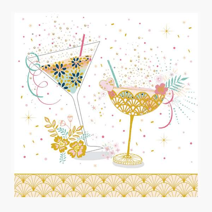 Pictura Tarjeta Arabesque - 16x16cm - Tematica Copas de Coctel - Tarjeta Triptica - Incluye Sobre Blanco - Papel con Certificacion FSC 1