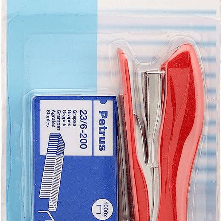 Petrus 200 Liliput Grapadora + 1 Caja grapas 23/6-200 - Hasta 12 Hojas - Grapas 23/6 - Grapado Cerrado y Clavado - Colores Surtidos 1