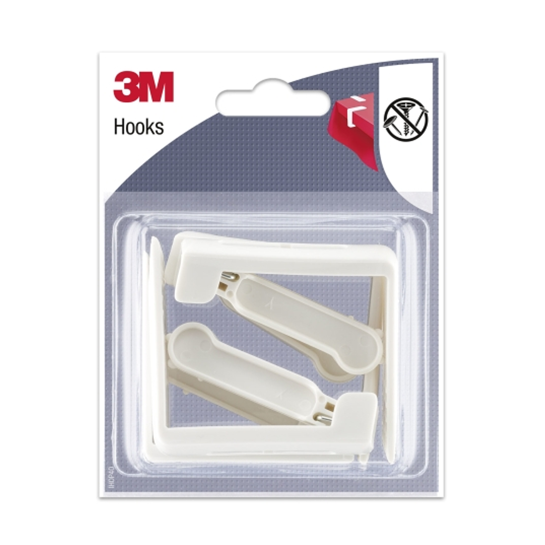 3M Pack de 4 Ganchos para Mantel - Cierre Tipo Pinza - Color Blanco 1