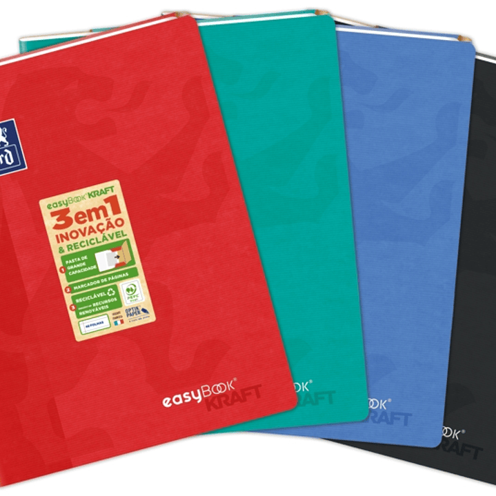 Oxford Easybook Kraft A4 - Tapa Blanda - Libreta Grapada - 1 Linea con 2 Margenes - 48 Hojas - Colores Surtidos 1