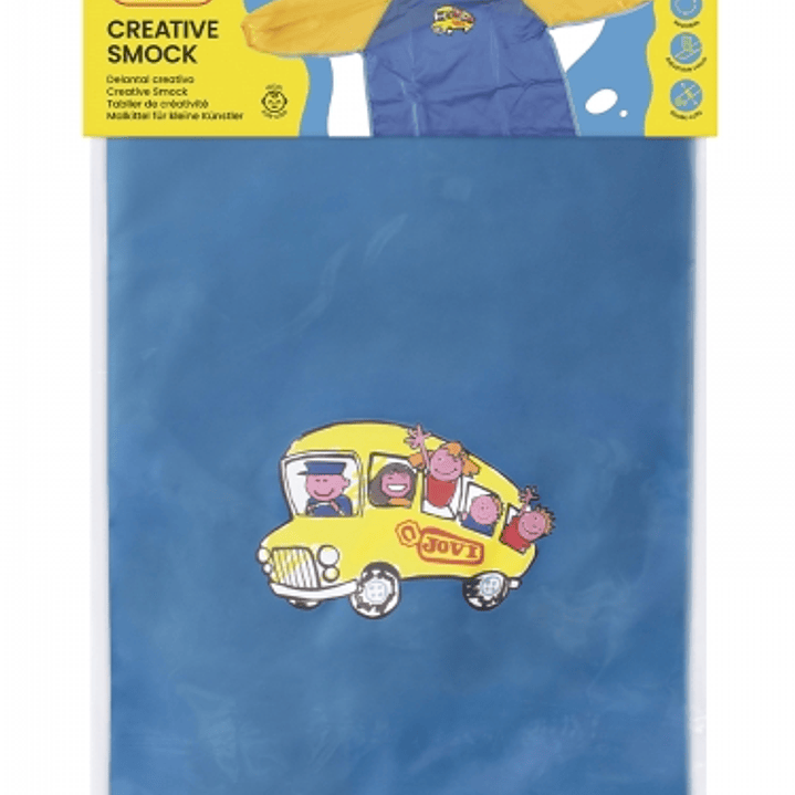 Jovi Delantal Pre-Escolar - Proteccion Contra Manchas - Recomendado de 3 a 5 Años - Puños Elasticos - Color Azul 1