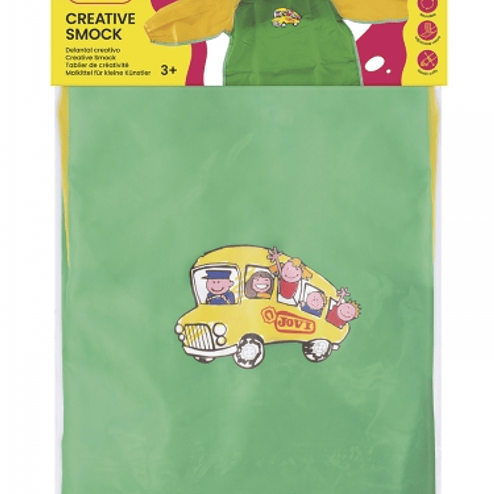 Jovi Delantal Infantil de 5 a 8 Años - Proteccion Contra Manchas - Puños Elasticos - Facil Adaptacion - Color Verde 1