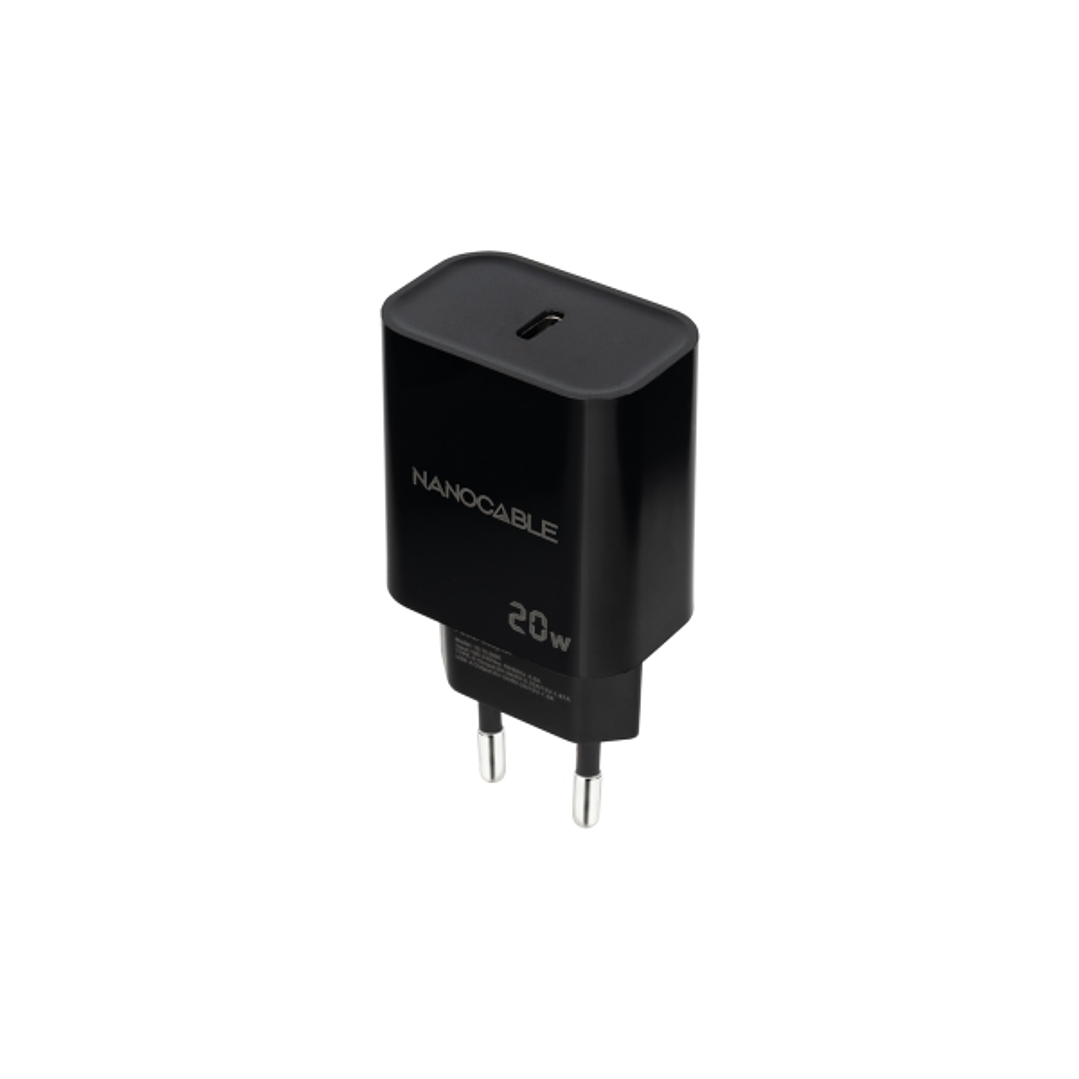 Nanocable Cargador de Pared USB-C/PD 20W - Color Negro 1