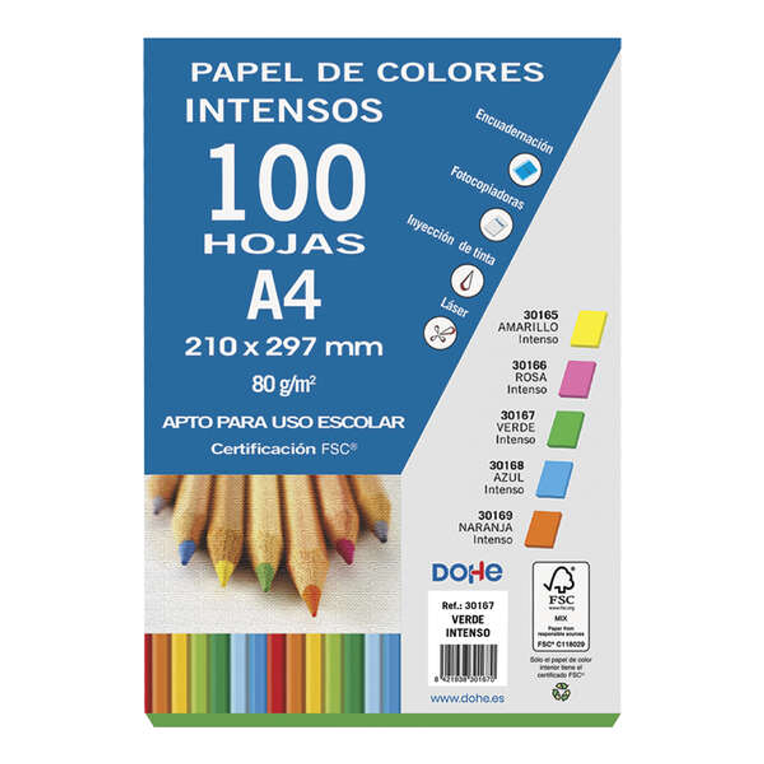 Dohe Papel Multifuncion de 80g - Apto para Fotocopiadoras, Impresoras Laser y Chorro de Tinta - Color Verde 1