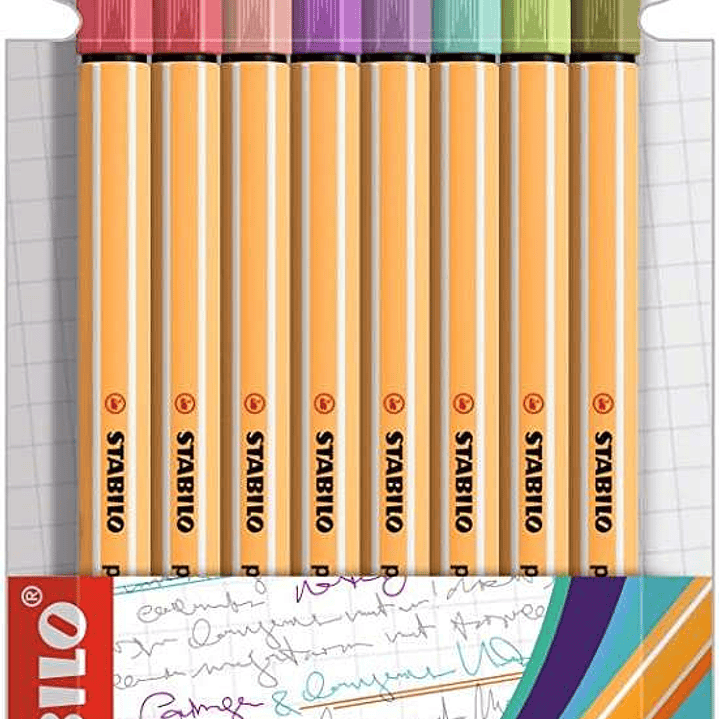 Stabilo Point 88 Pack de 8 Rotuladores de Punta Fina de Fibra - Trazo de 0.4 mm - Tinta con Base de Agua - Colores Surtidos 1