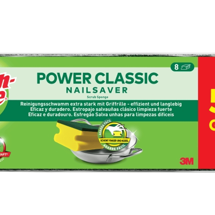 Scotch-Brite Classic Pack de 8 Estropajos de Cocina - Proteccion para los Dedos - Promocion 5 + 3 Gratis - Color Amarillo 1